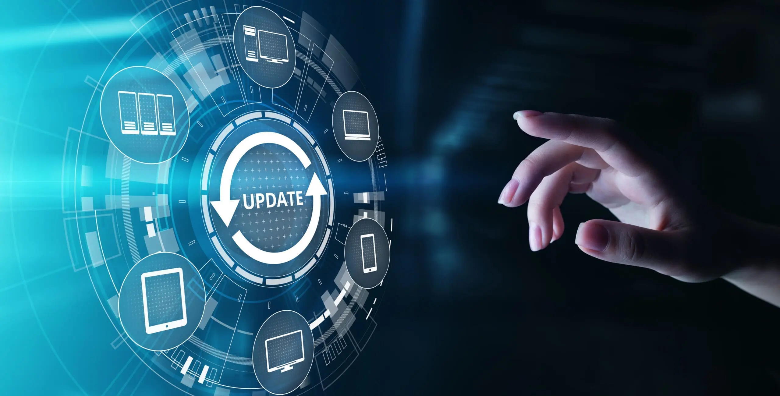 Update System Upgrade Software version technology concept on virtual screen.